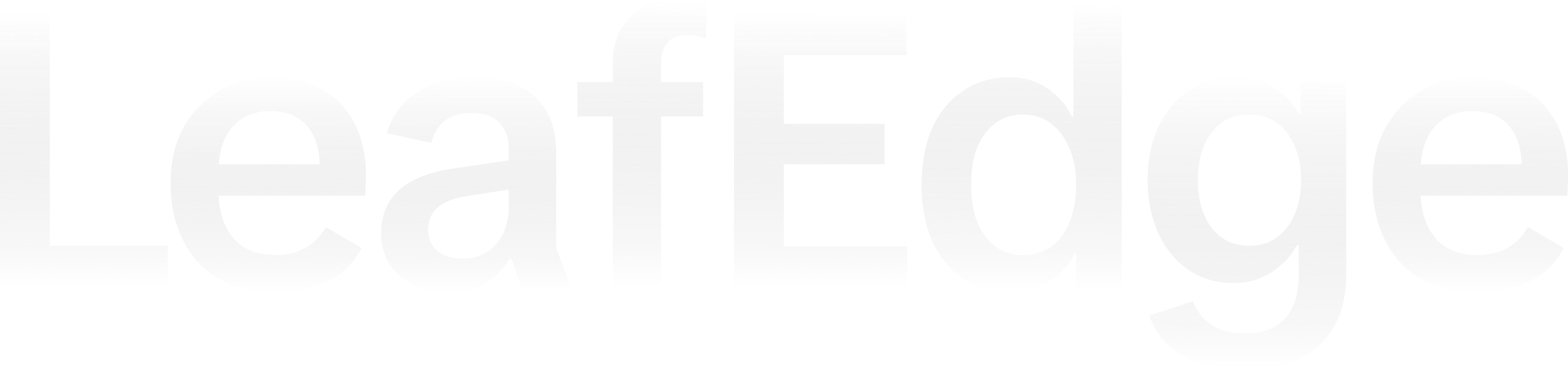 The word LeafEdge in large gradient silver and black stylized letters on a transparent background.