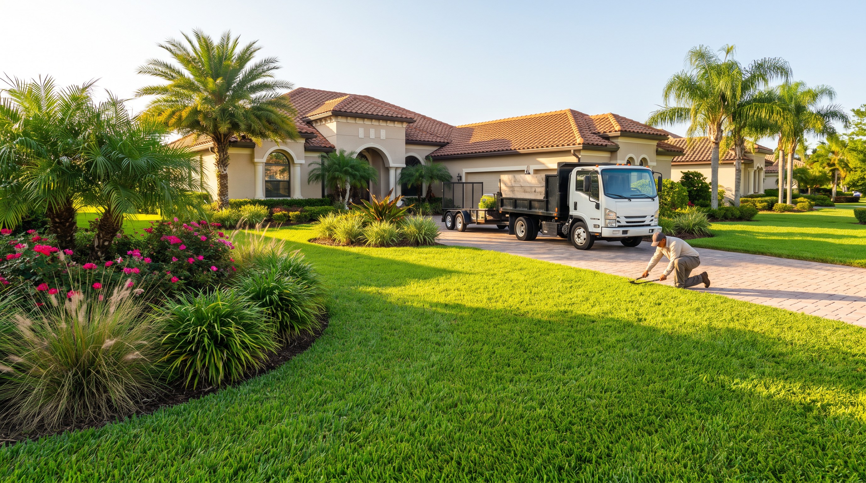 Close-up of thick St. Augustinegrass lawn, the best grass for Florida homes, in Central Florida sunlight