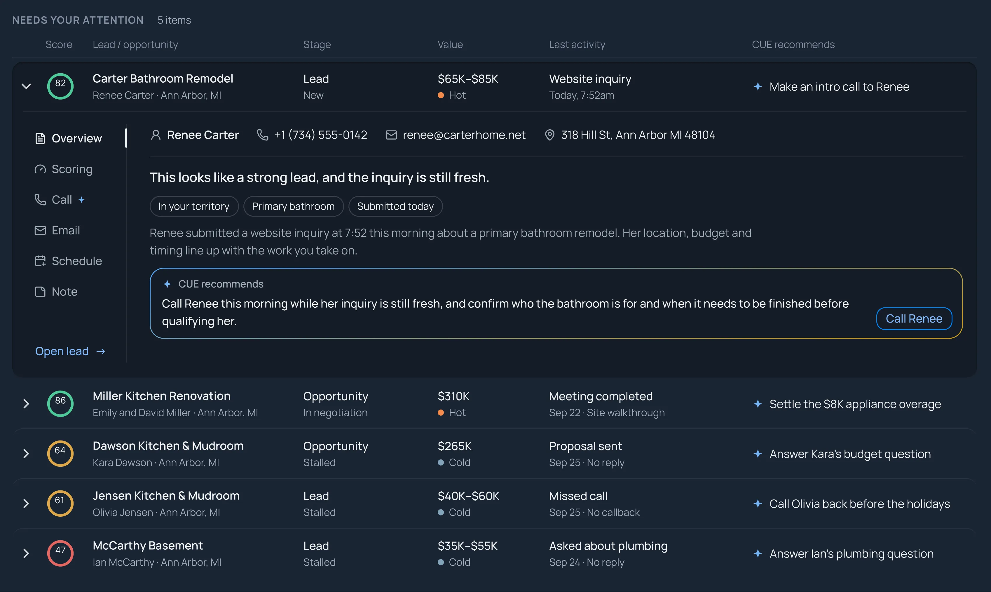 CUE Smart Table in Dark Mode