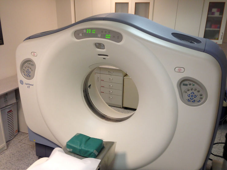 Modern computed tomography (CT) scanner used for diagnostic imaging exams