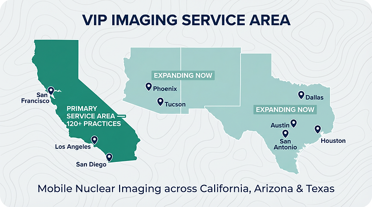 VIP Imaging's primary service area and active expansion markets.
