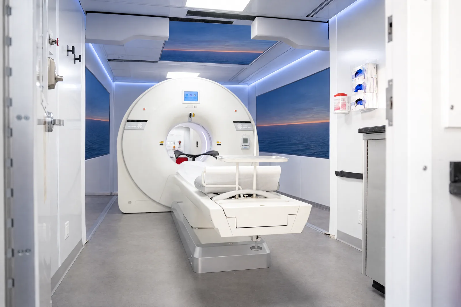 Mobile cardiac PET/CT scanner inside the VIP Imaging trailer serving cardiology practices in Ventura County