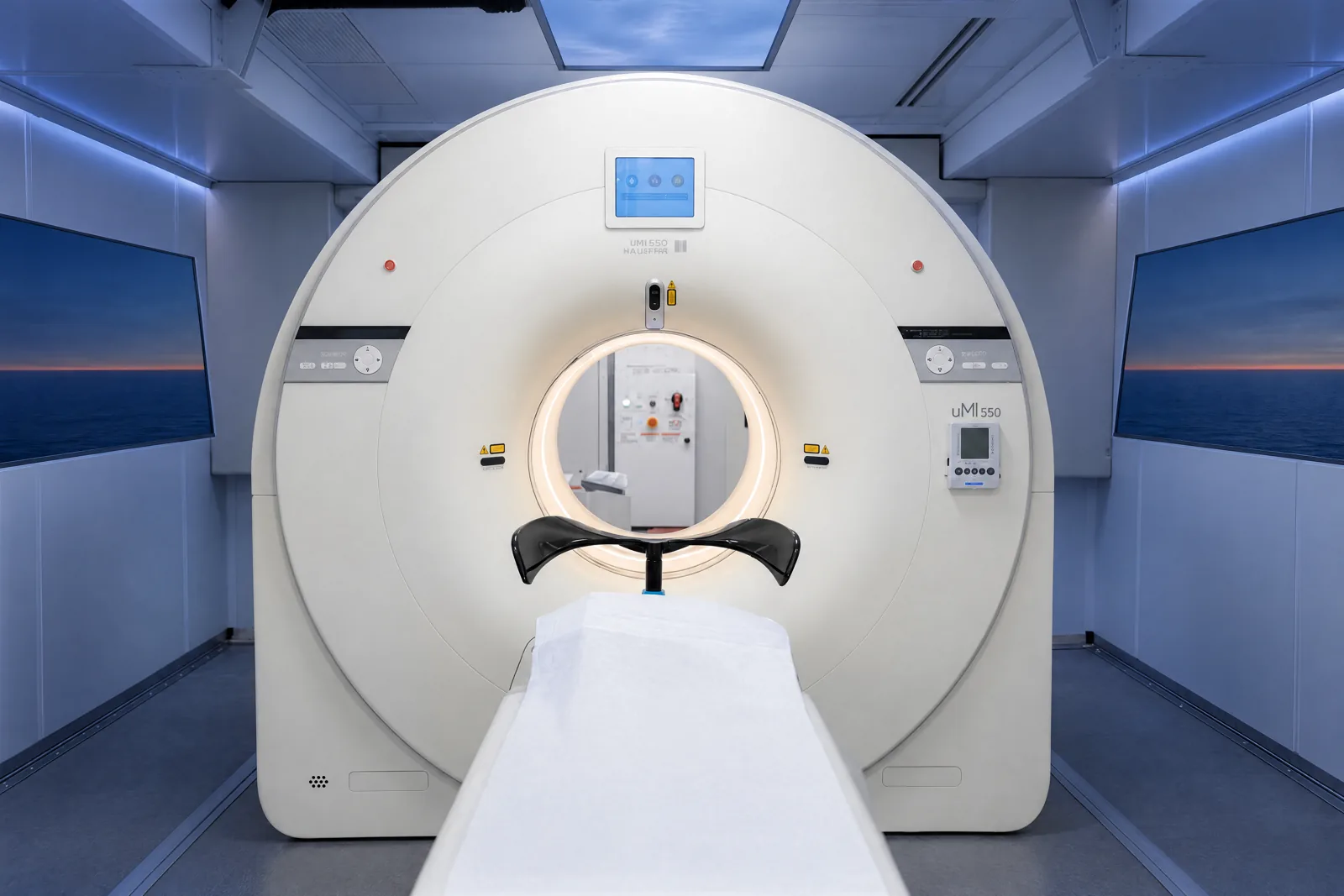 Mobile cardiac PET/CT scanner inside the VIP Imaging trailer that serves cardiology practices across Southern California and Texas