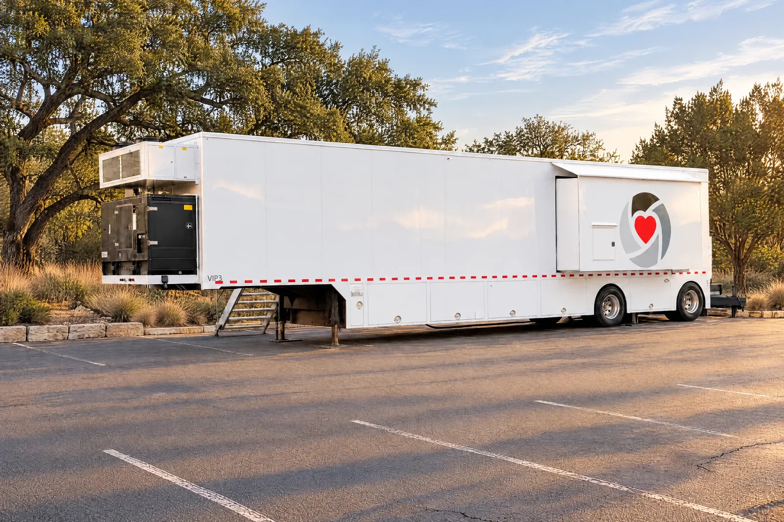 VIP Imaging mobile PET/CT trailer parked at a group's satellite office