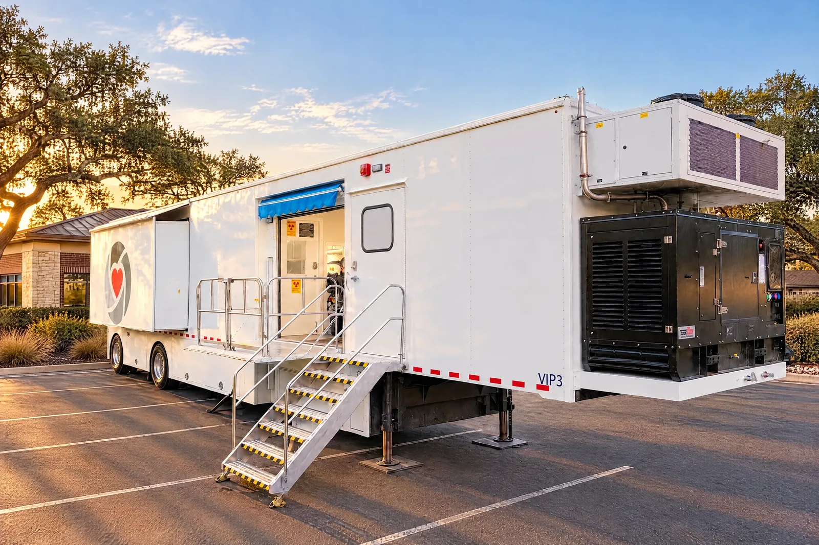 VIP Imaging mobile cardiac PET/CT trailer that rotates between a cardiology group's offices