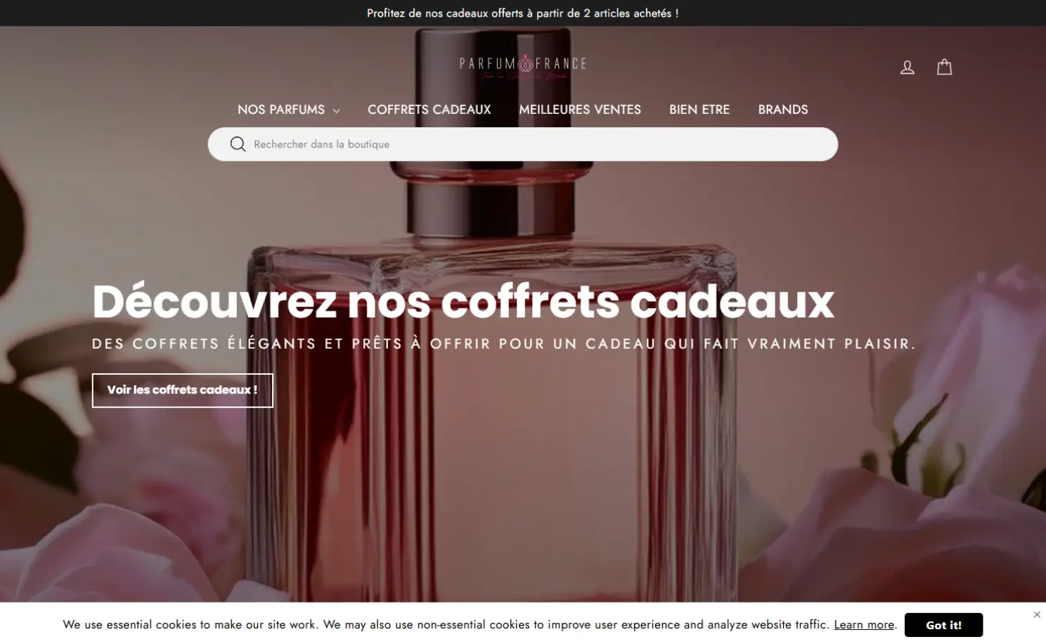 Aperçu du site Shopify Parfum France, parfumerie
