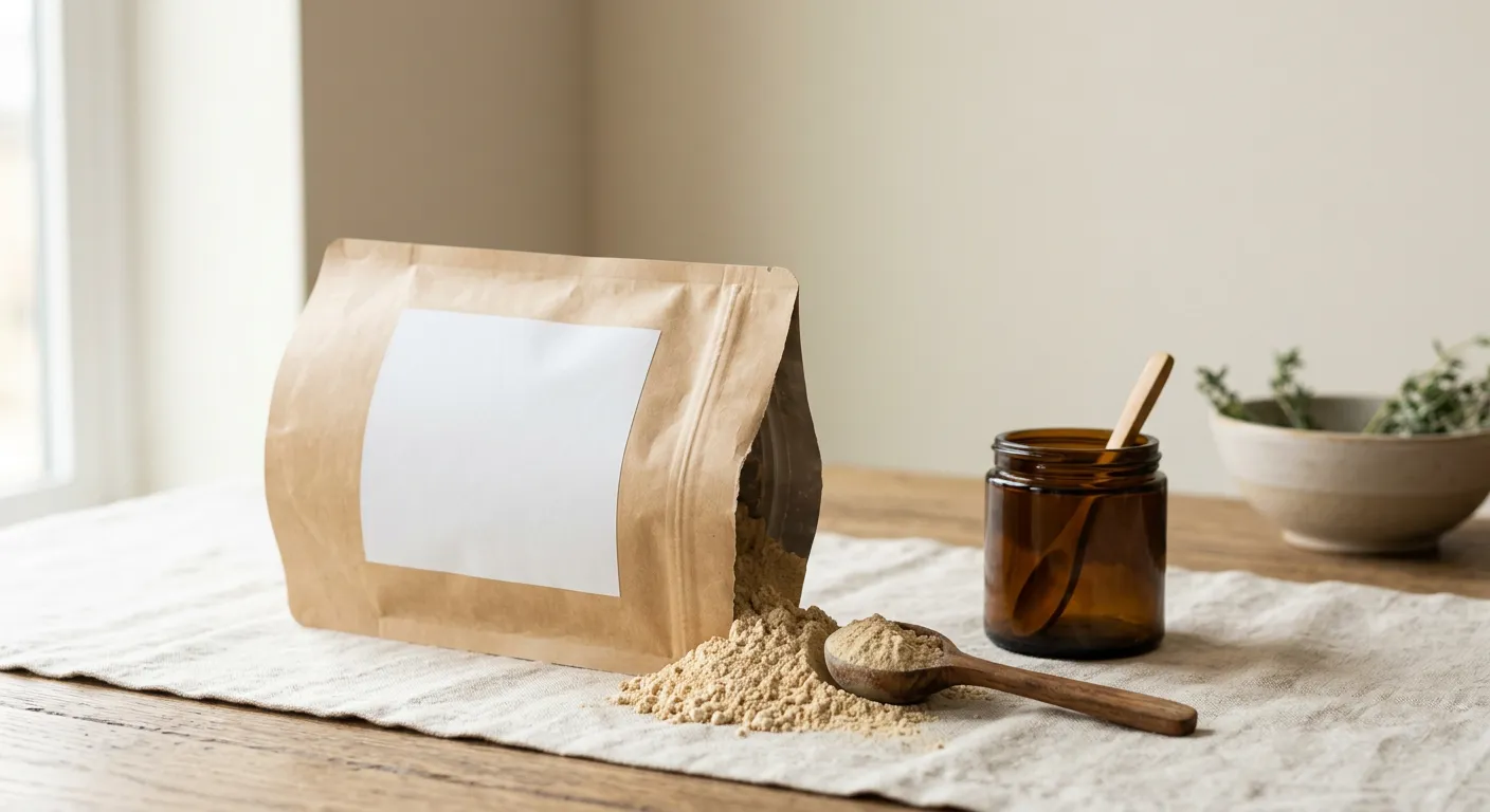 Doypacks de compléments alimentaires en poudre conditionnés par Irati Production