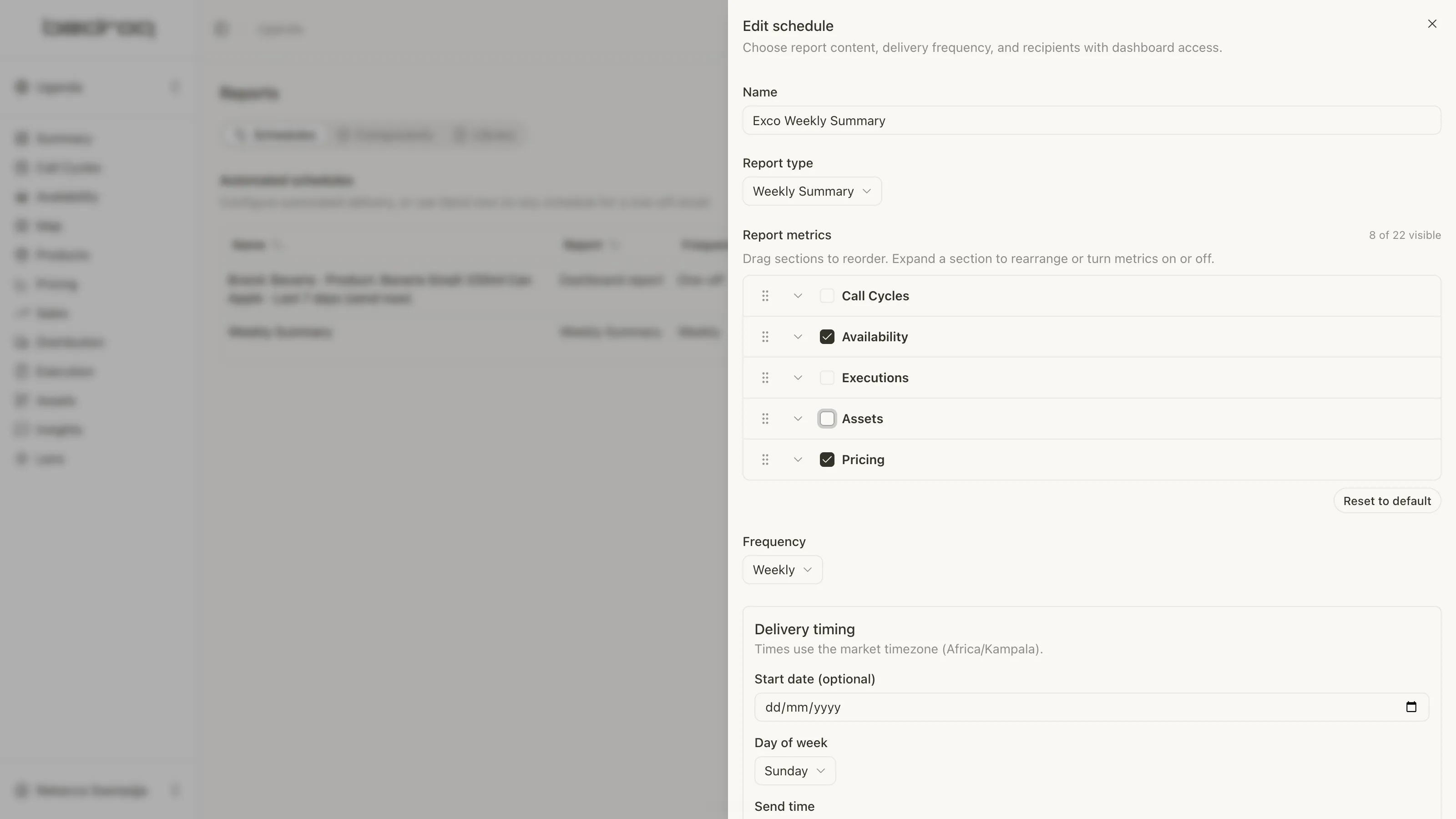 Bedroq live dashboard showing automated reporting setup.