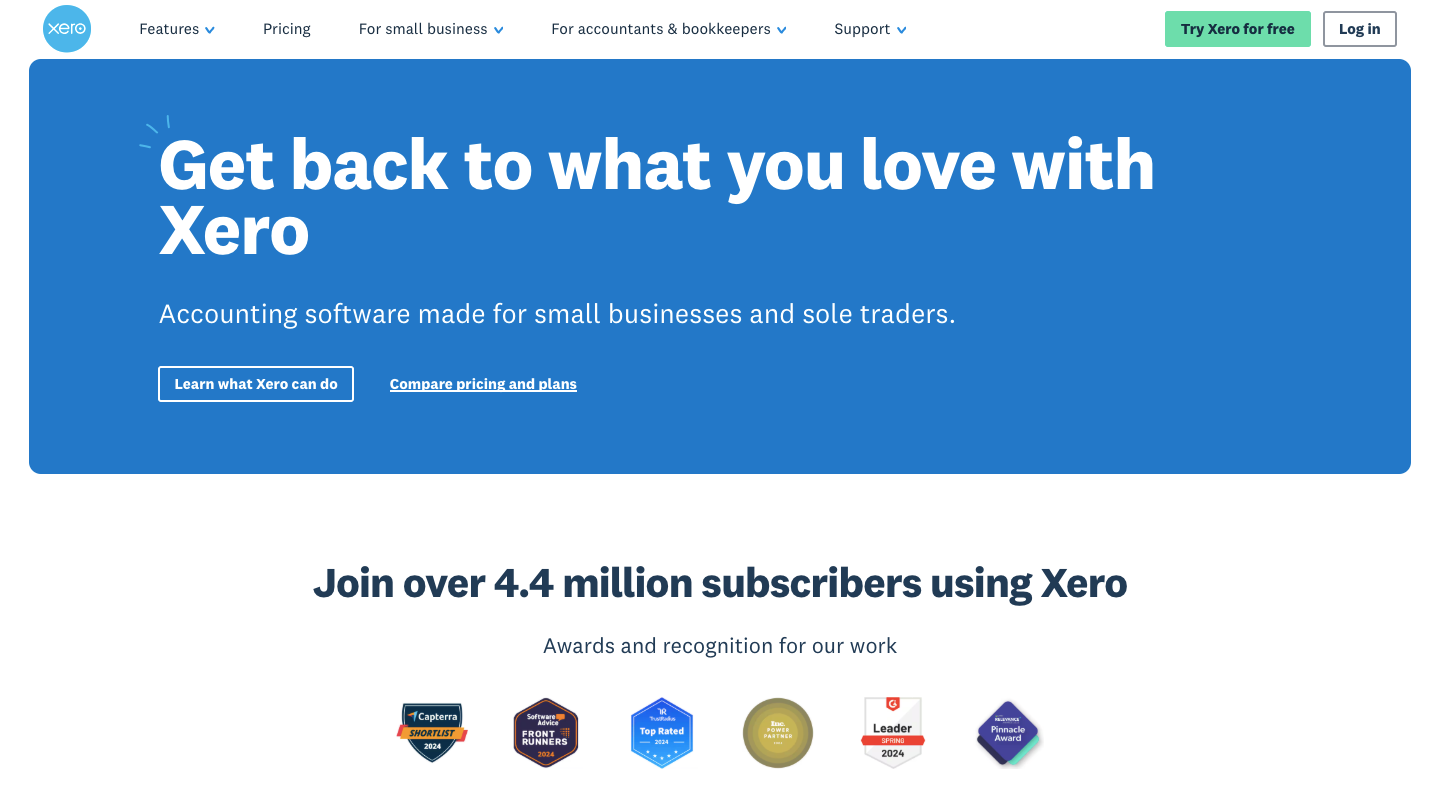 Xero Home Page