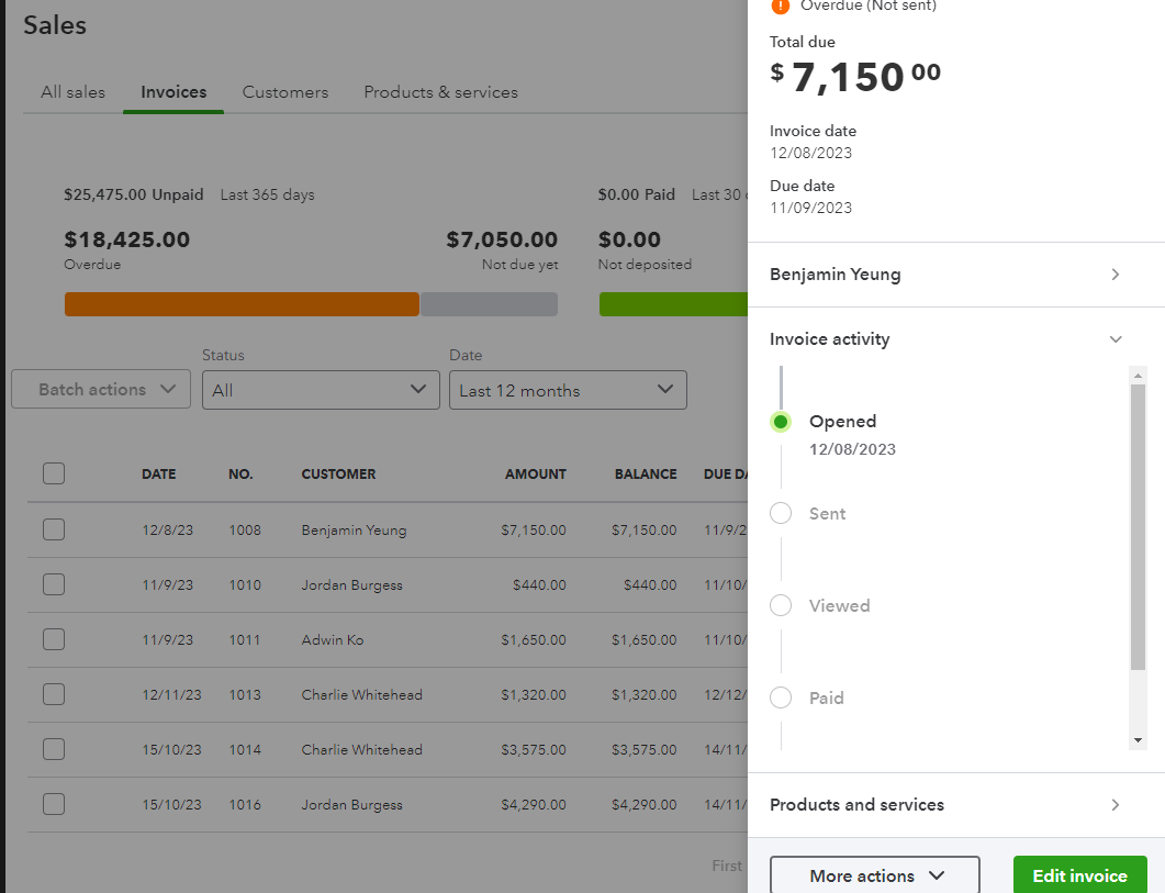 Invoice Status Tracking in QuickBooks Online