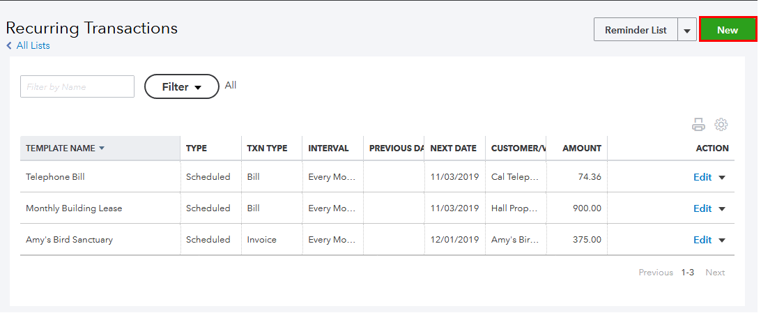  Setting the up Recurring Transactions Option in QuickBooks