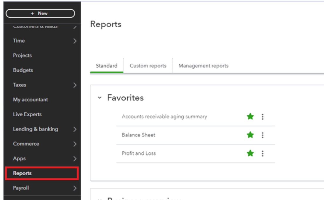 Reports in QuickBooks