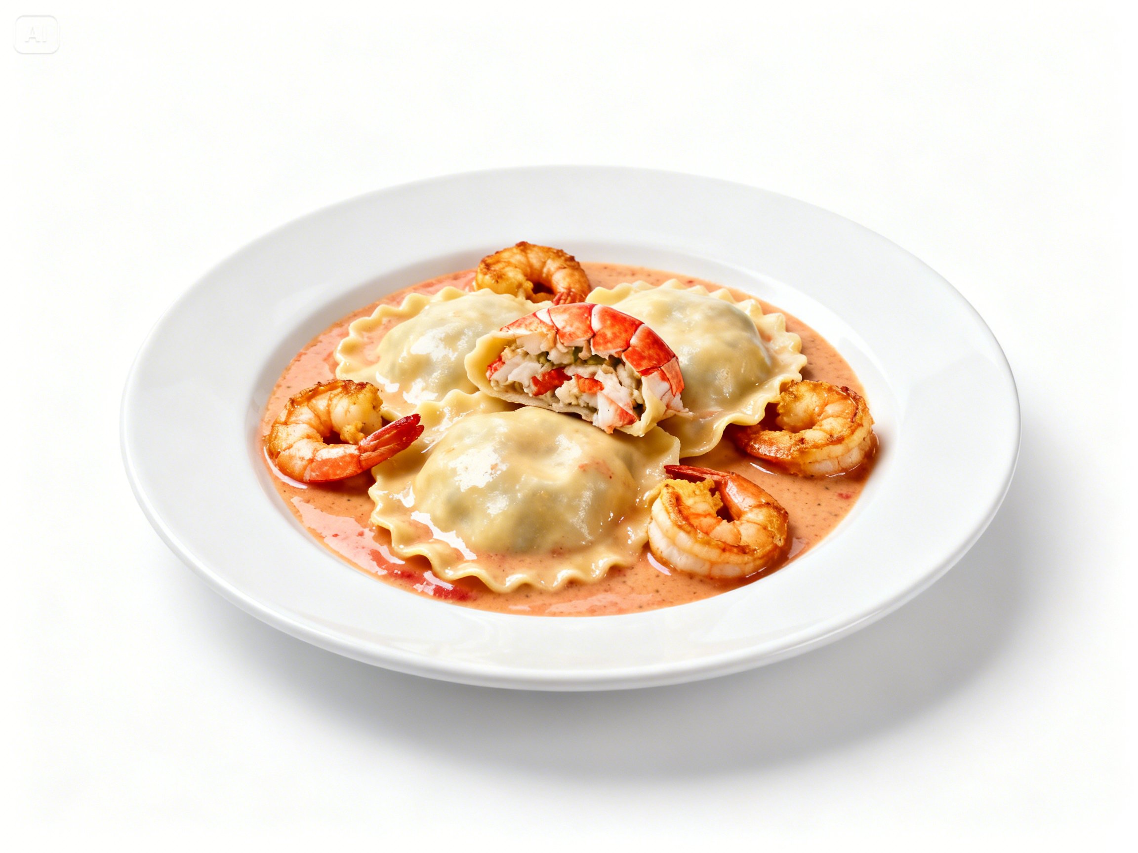 Lobster Ravioli with Shrimp in Vodka Sauce