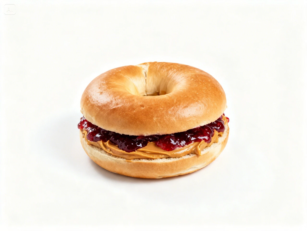 Bagel with peanut butter and jelly