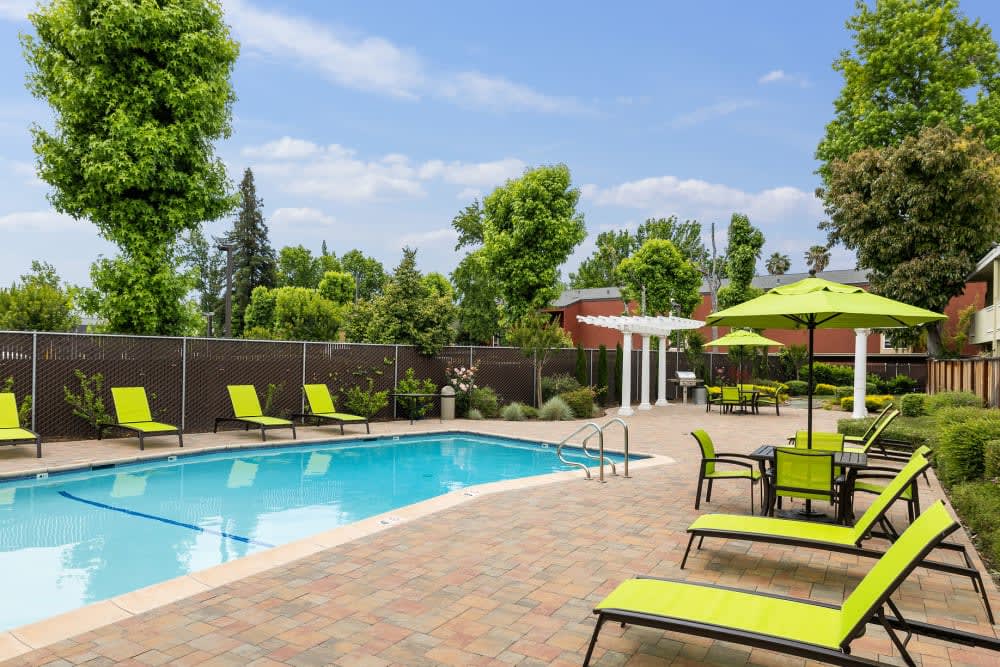 Swimming pool with lounge chairs