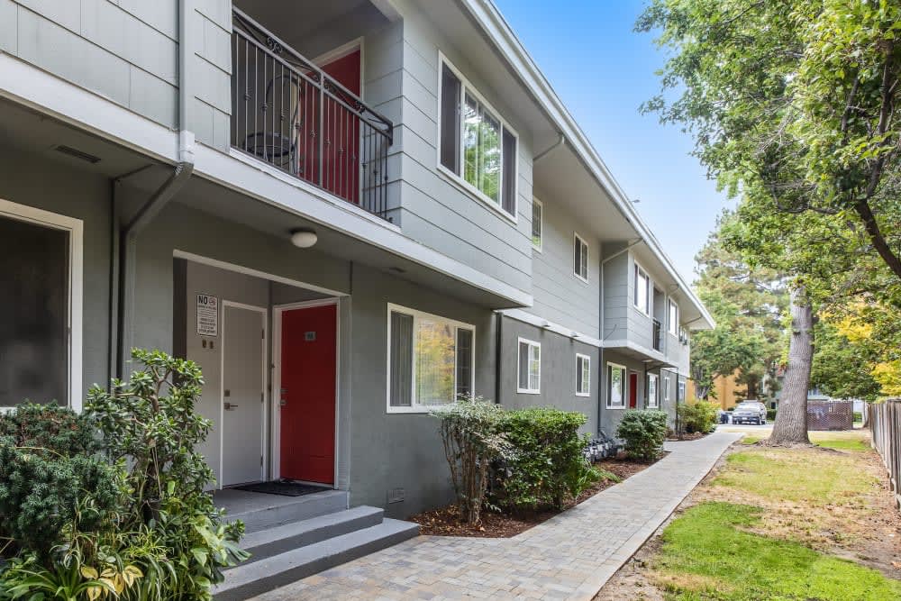 Exterior of homes with walking pathway