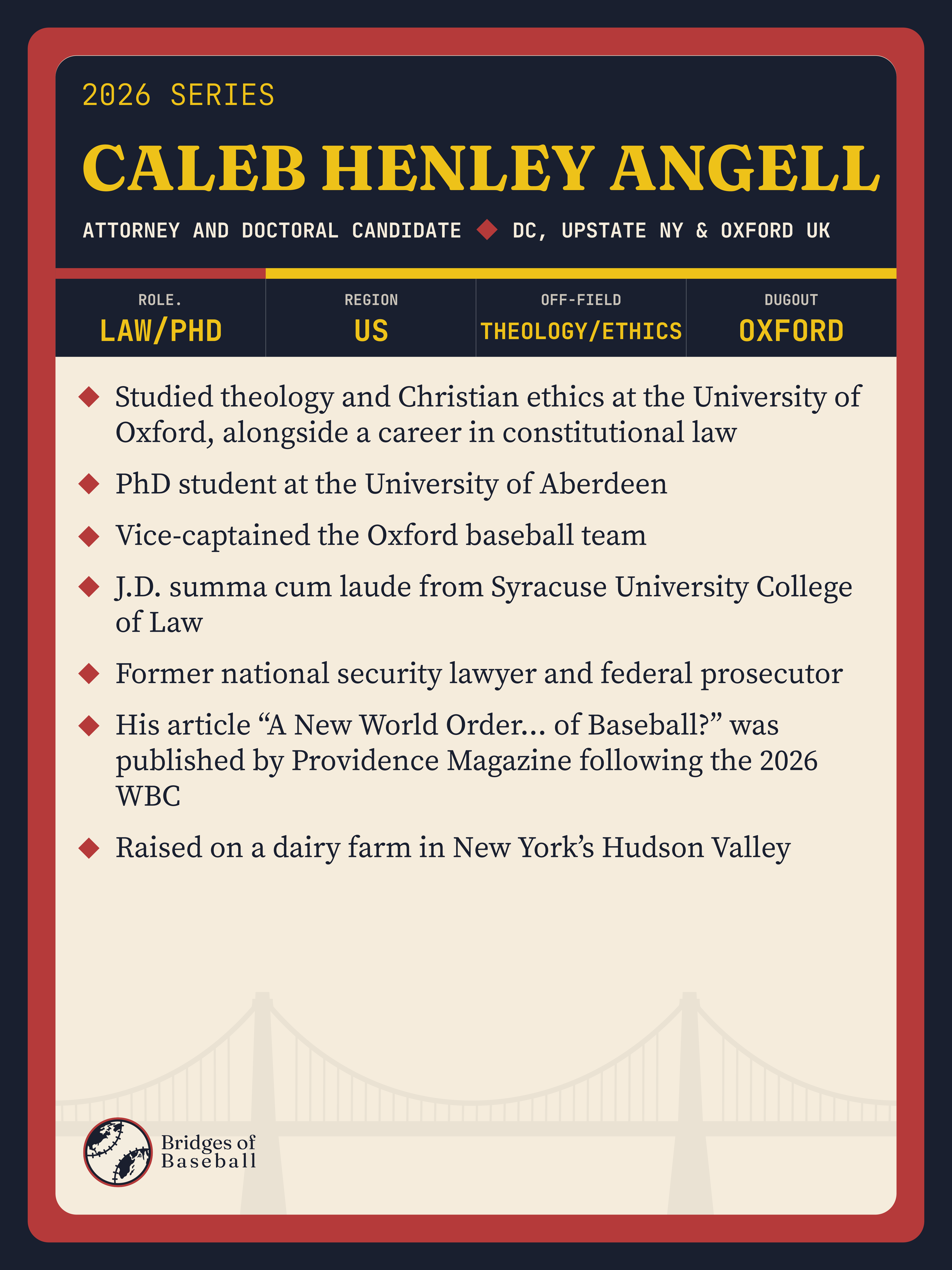 Caleb contributor card, back — scouting report and stats