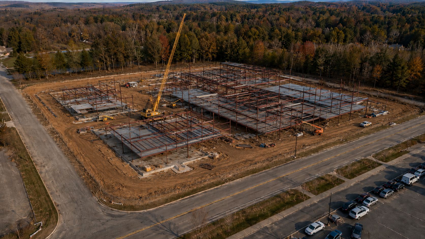 Construction progress documented from the air
