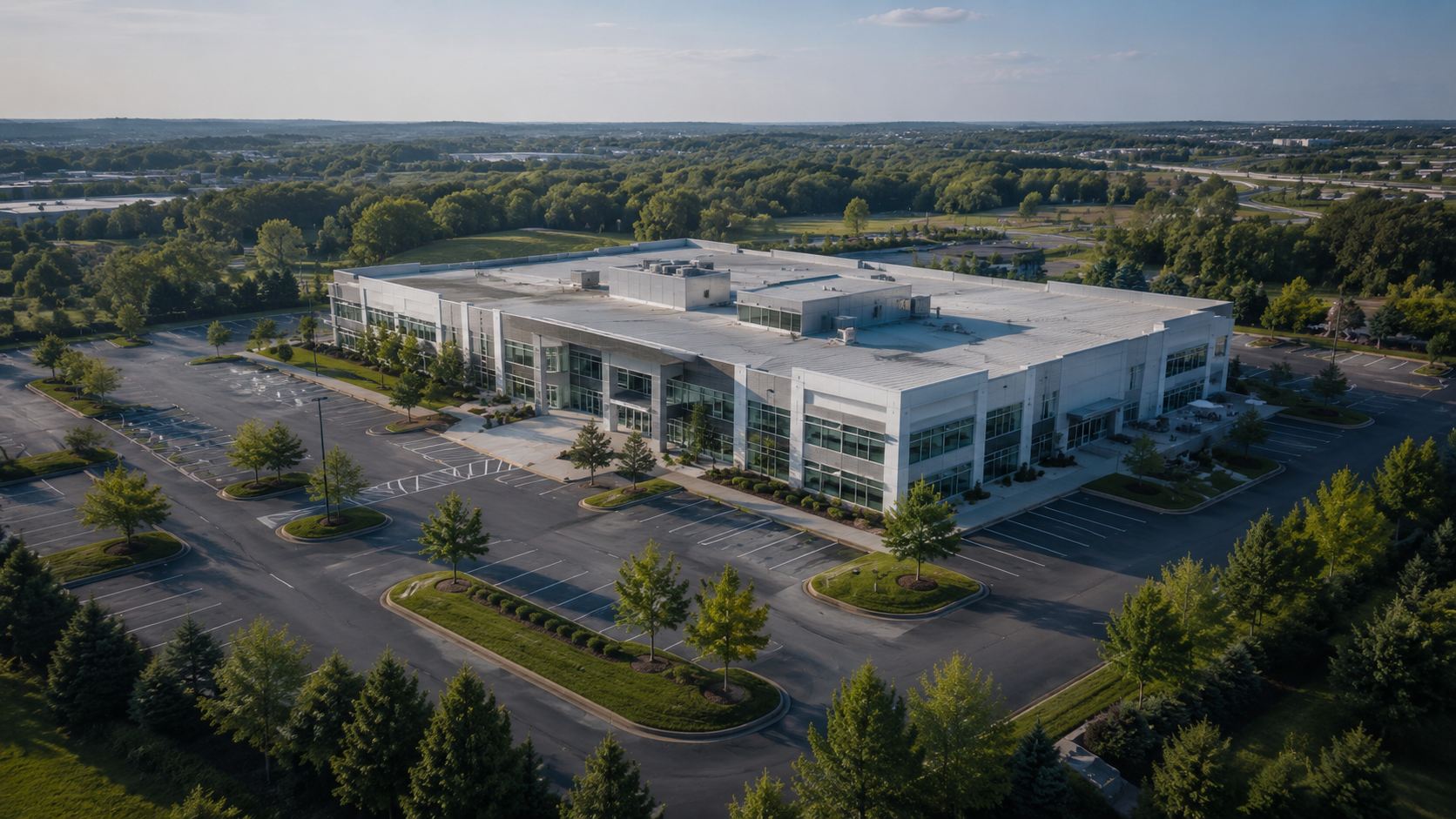Aerial view of a commercial property