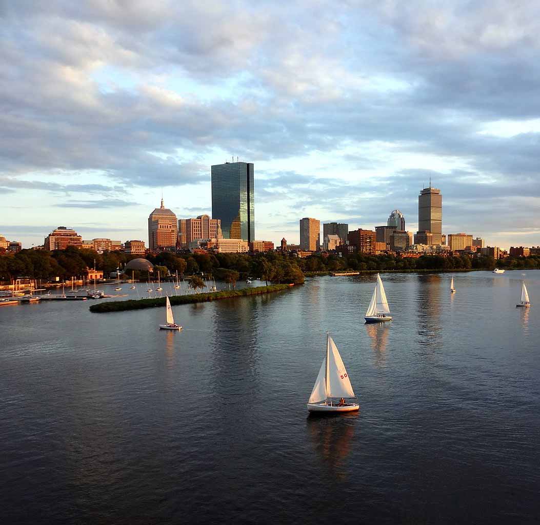 Charles River Esplanade with Boston skyline view