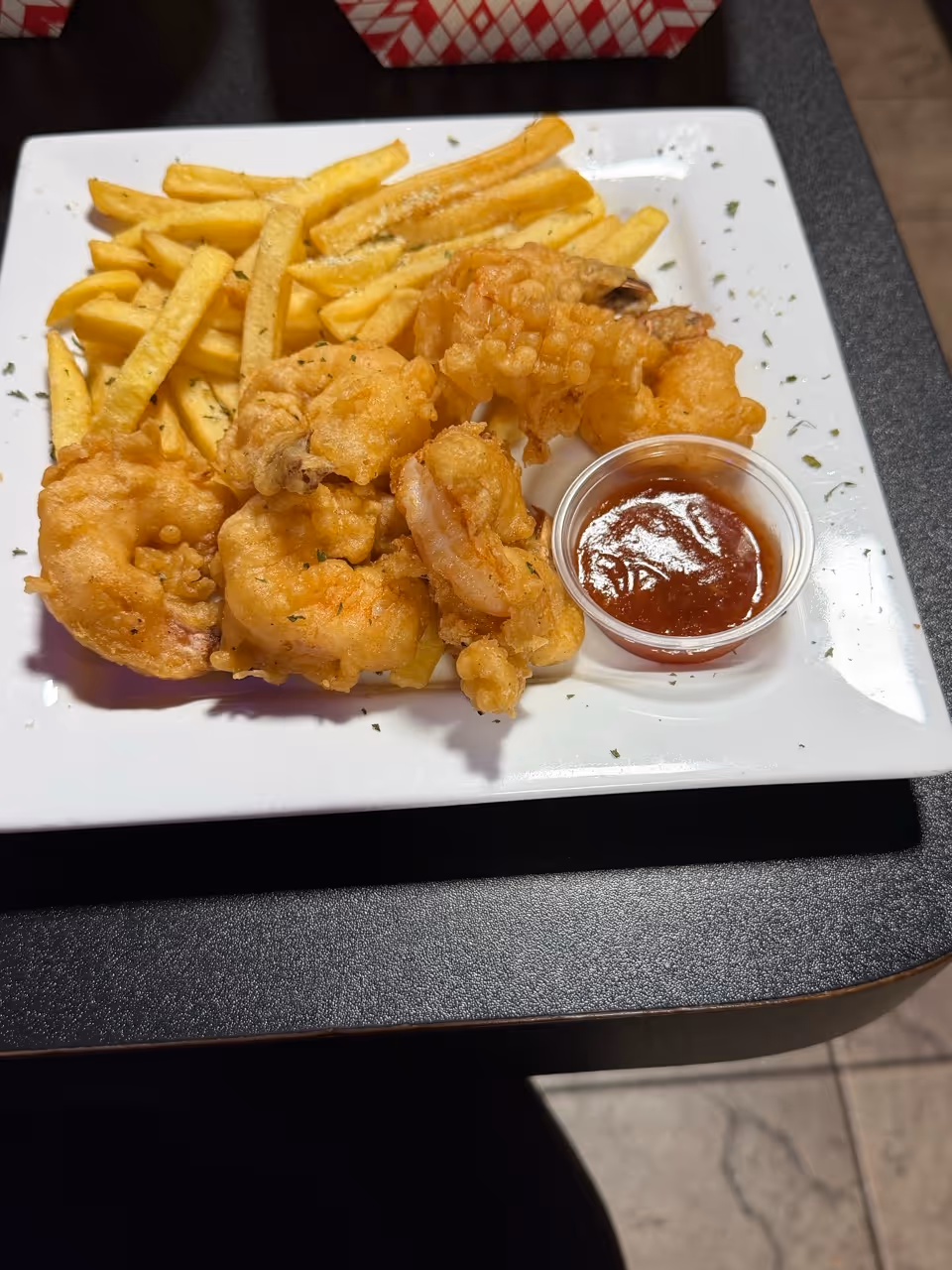 fried shrimp with fries