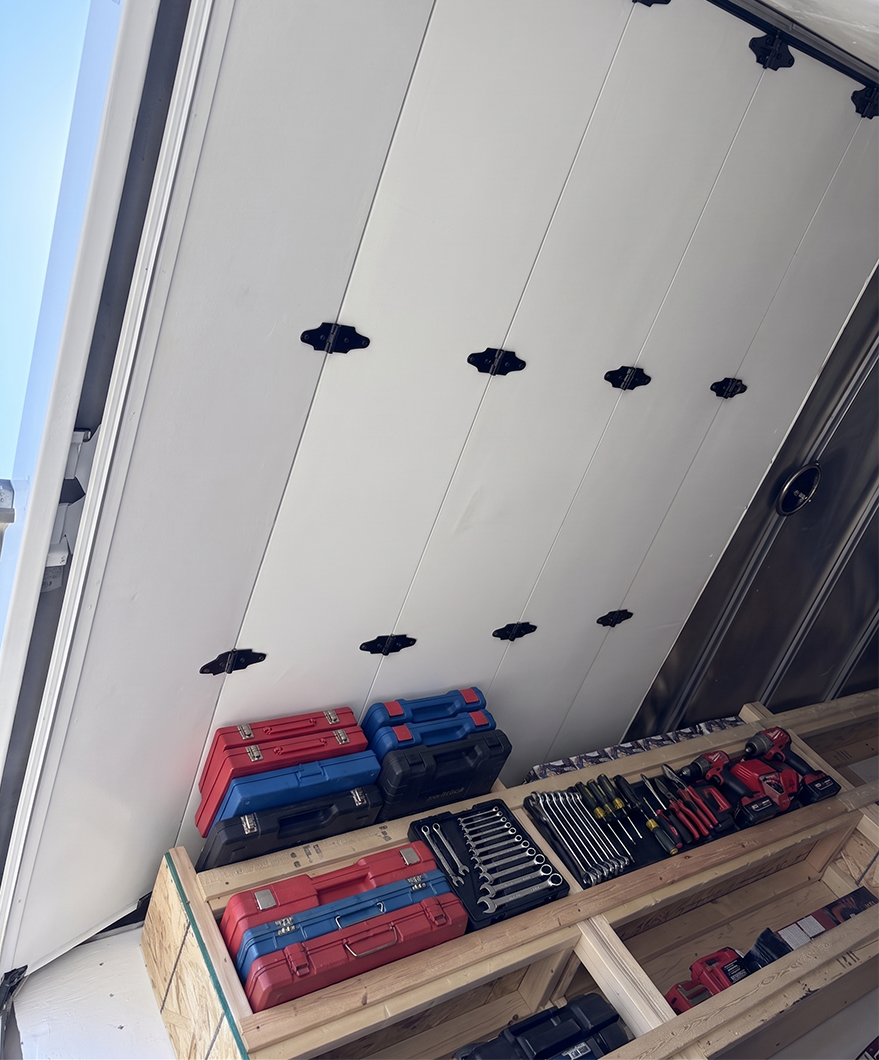 interior image of a garage door in a truck