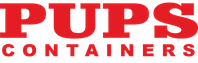 The logo for PUPs Containers. A portable storage business.
