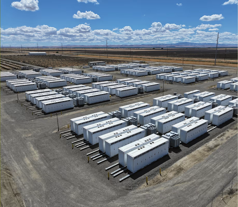 Battery storage on site at Permanent Power Company in San Joaquin Valley, California