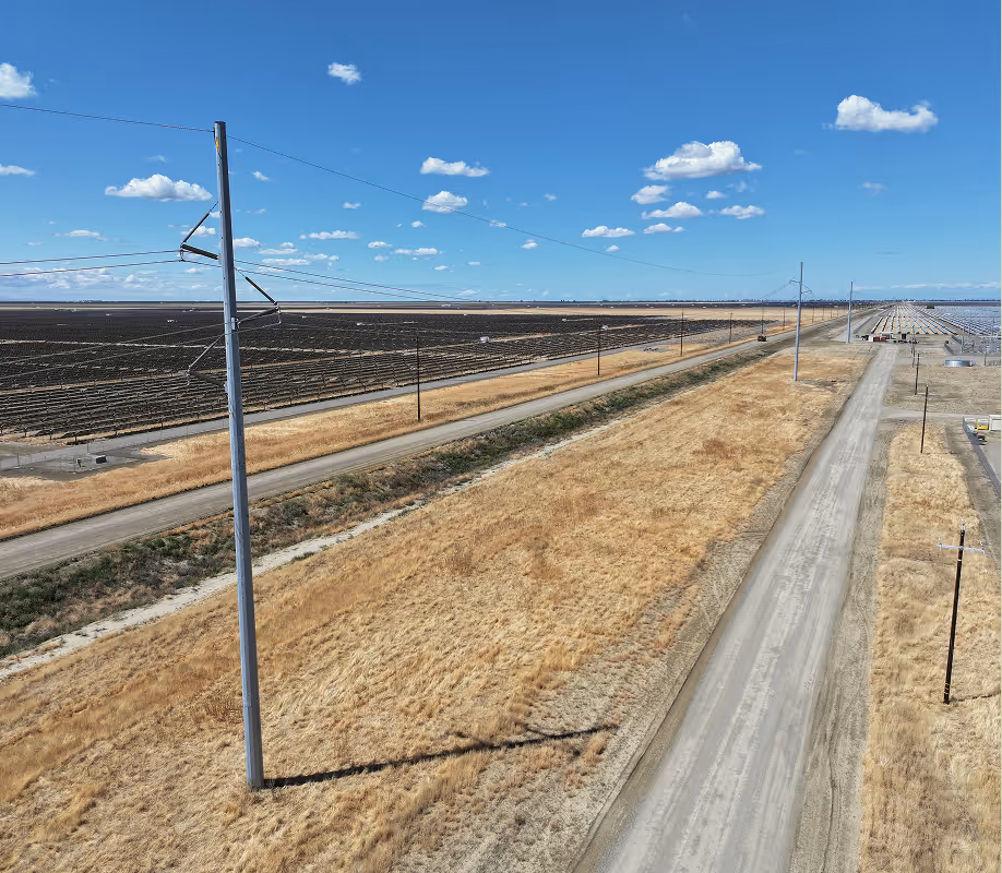 Transmission lines on site at Permanent Power Company in San Joaquin Valley, California
