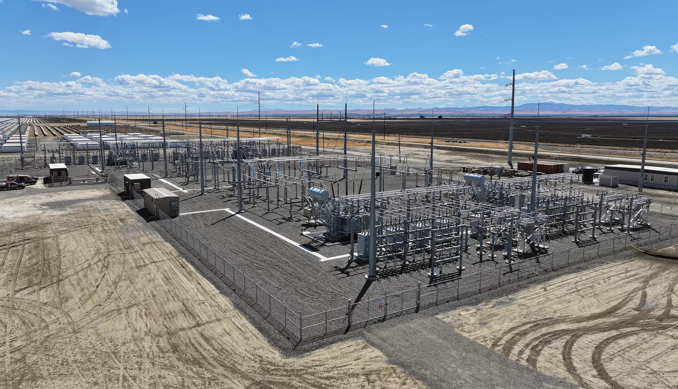 Substation on site at Permanent Power Company in San Joaquin Valley, California