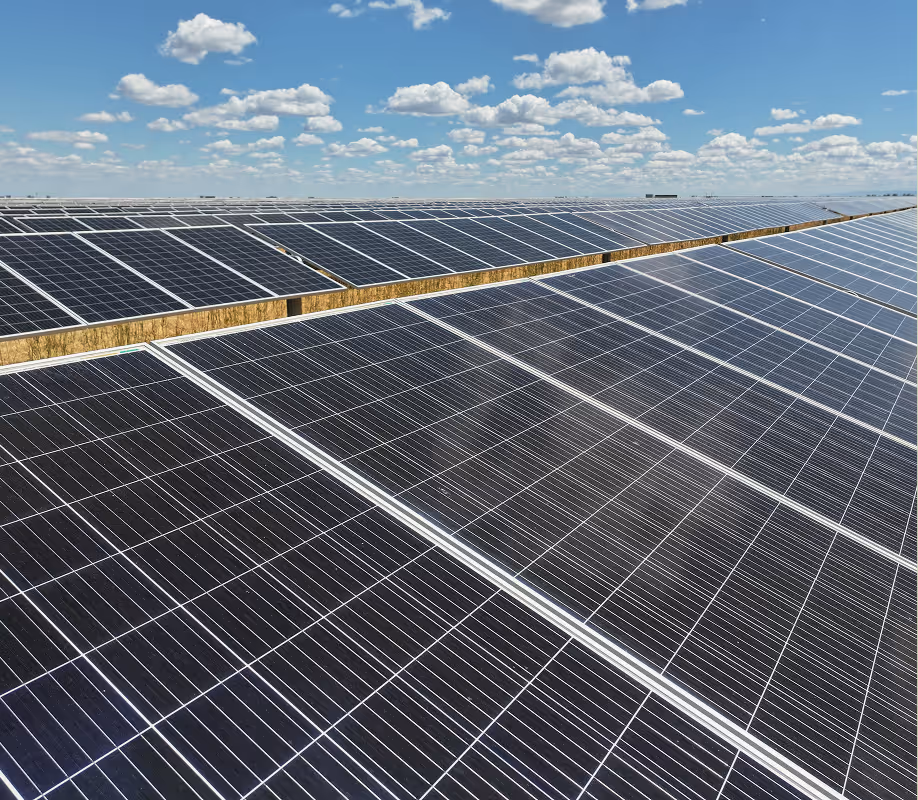 Solar panels on site at Permanent Power Company in San Joaquin Valley, California