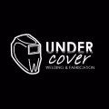 White welding helmet icon with the words Undercover Welding & Fabrication on black background.