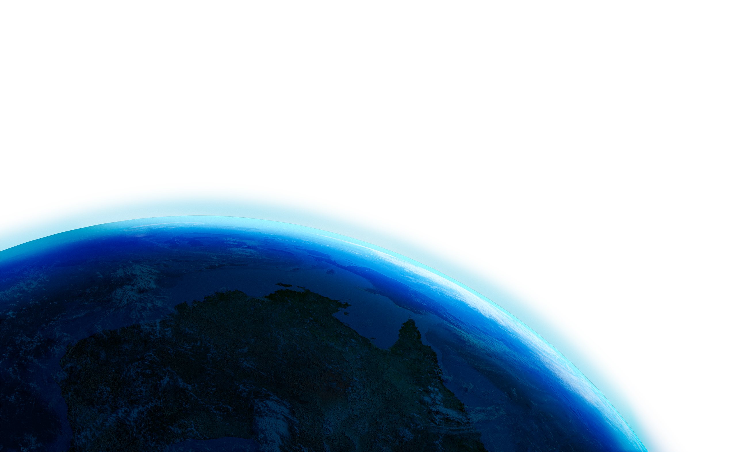 Partial view of Earth from space showing a darkened landmass and a bright blue atmospheric glow along the horizon.