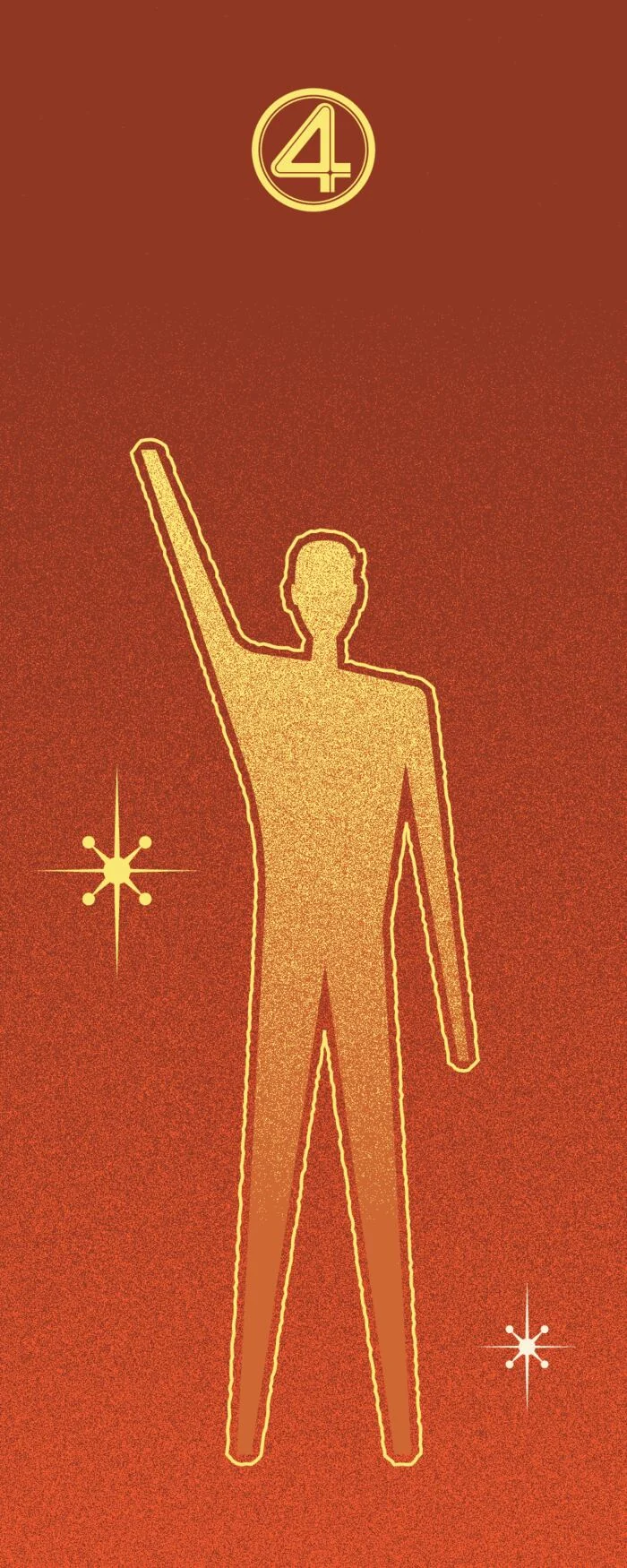 Human Torch drawn as a flat figure inside a coloured panel, from the contents page of the book.