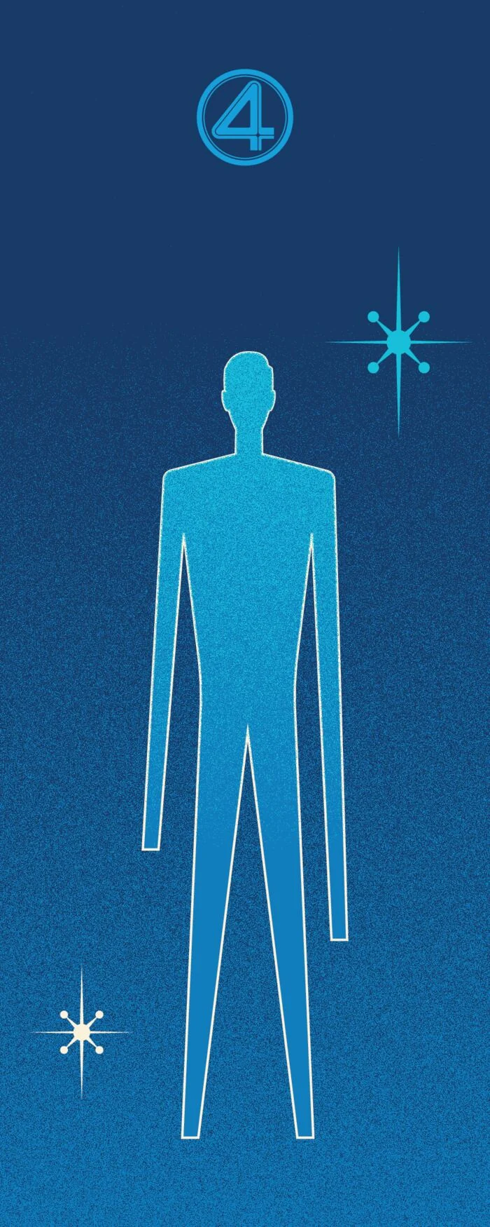 Mister Fantastic drawn as a flat figure inside a coloured panel, from the contents page of the book.