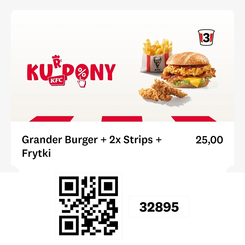 Kupon KFC: Grander Burger + 2x Strips + Frytki za 25 zł