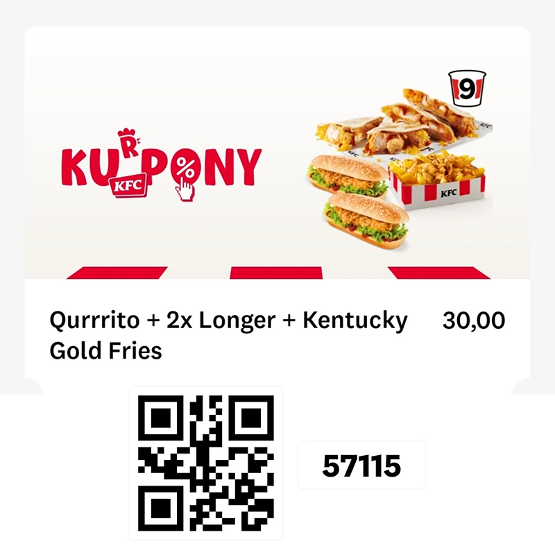 Kupon KFC: Qurrrito + 2x Longer + Kentucky Gold Fries za 30 zł