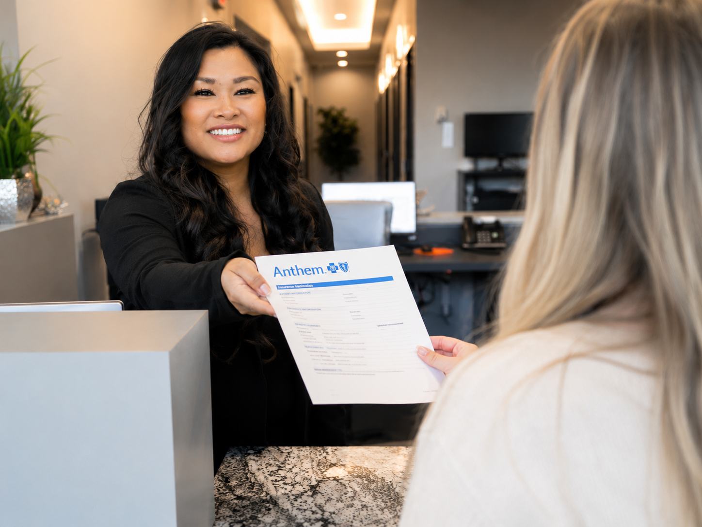 Patient at Comfydent Smiles in Bee Cave, TX verifying Anthem dental benefits