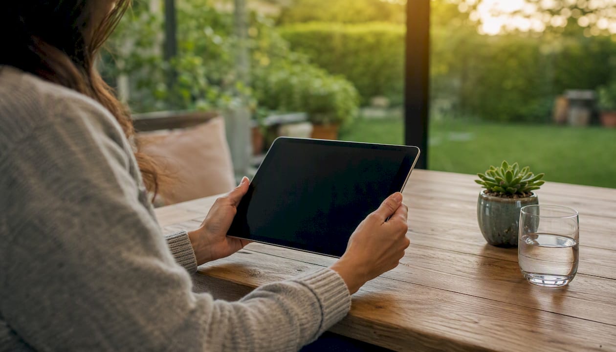 Hands holding tablet ready for telehealth visit