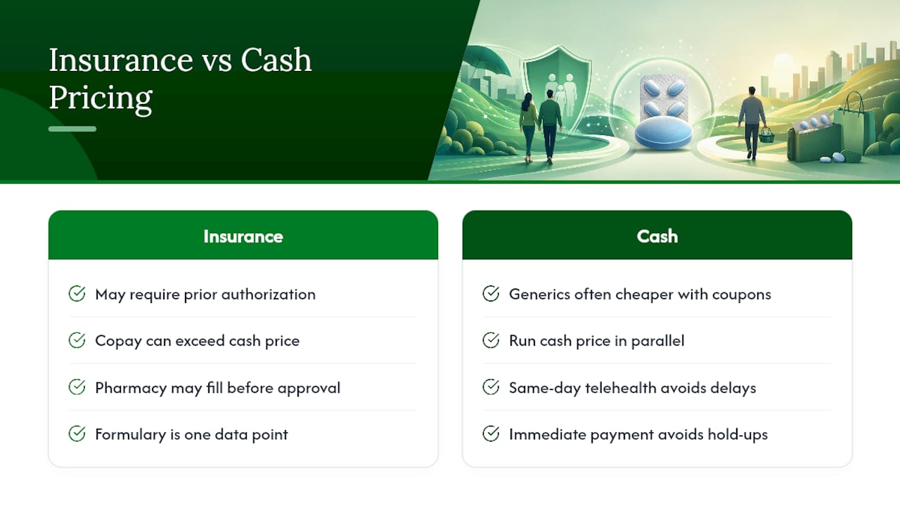 Comparison chart of generic pricing versus insurance copays