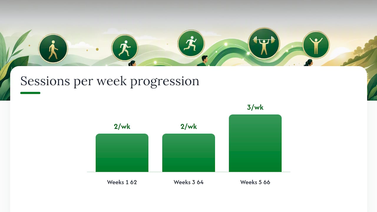 Timeline of 6-week resistance training progression