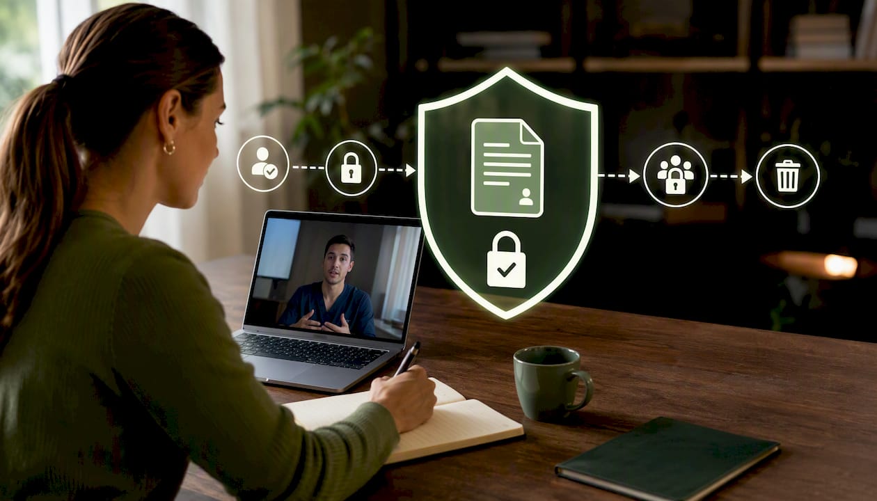 Protected telehealth health-data flow illustration