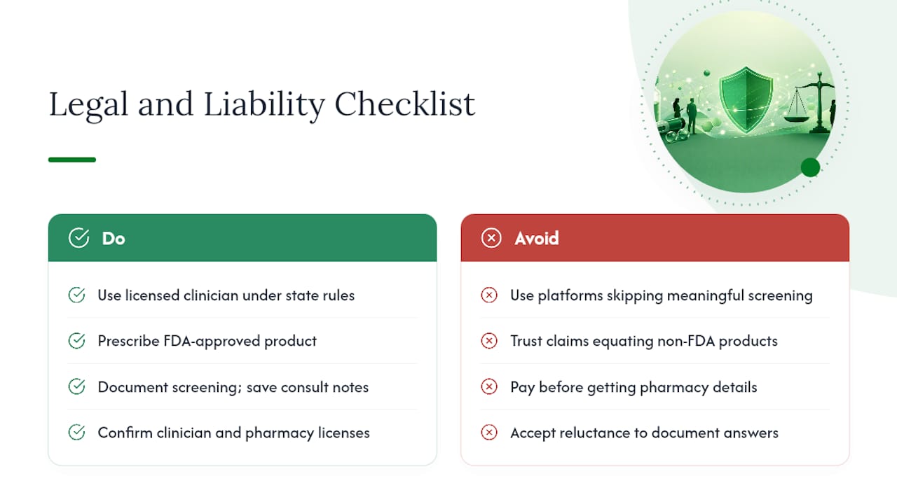 What Are the Legal and Liability Considerations With Telehealth Semaglutide? — overview diagram