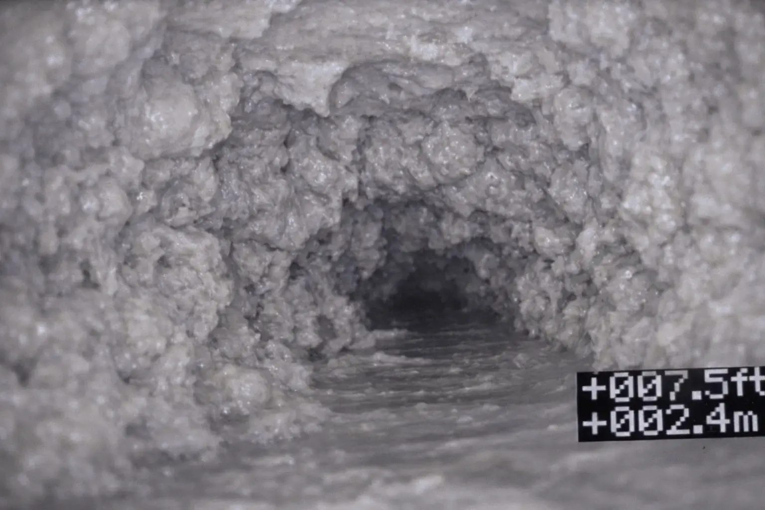 Drain camera footage showing fully clogged kitchen drain pipe with grease buildup - Hive 5 Plumbing Vaughan