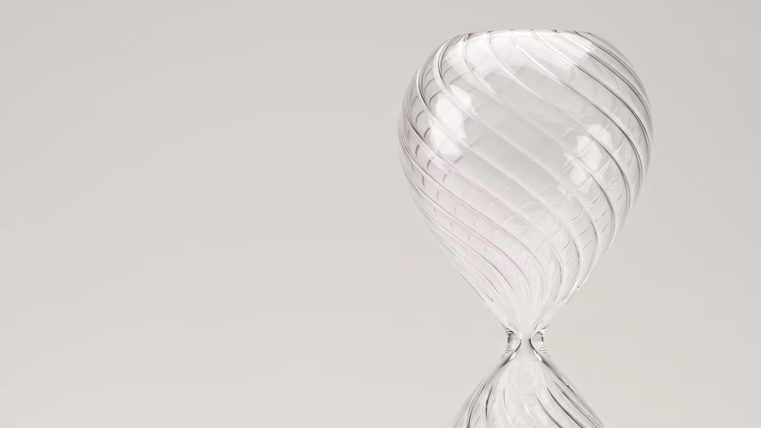 Clear glass hourglass sand timer at BLANK The Studio for minimal product and decor styling.