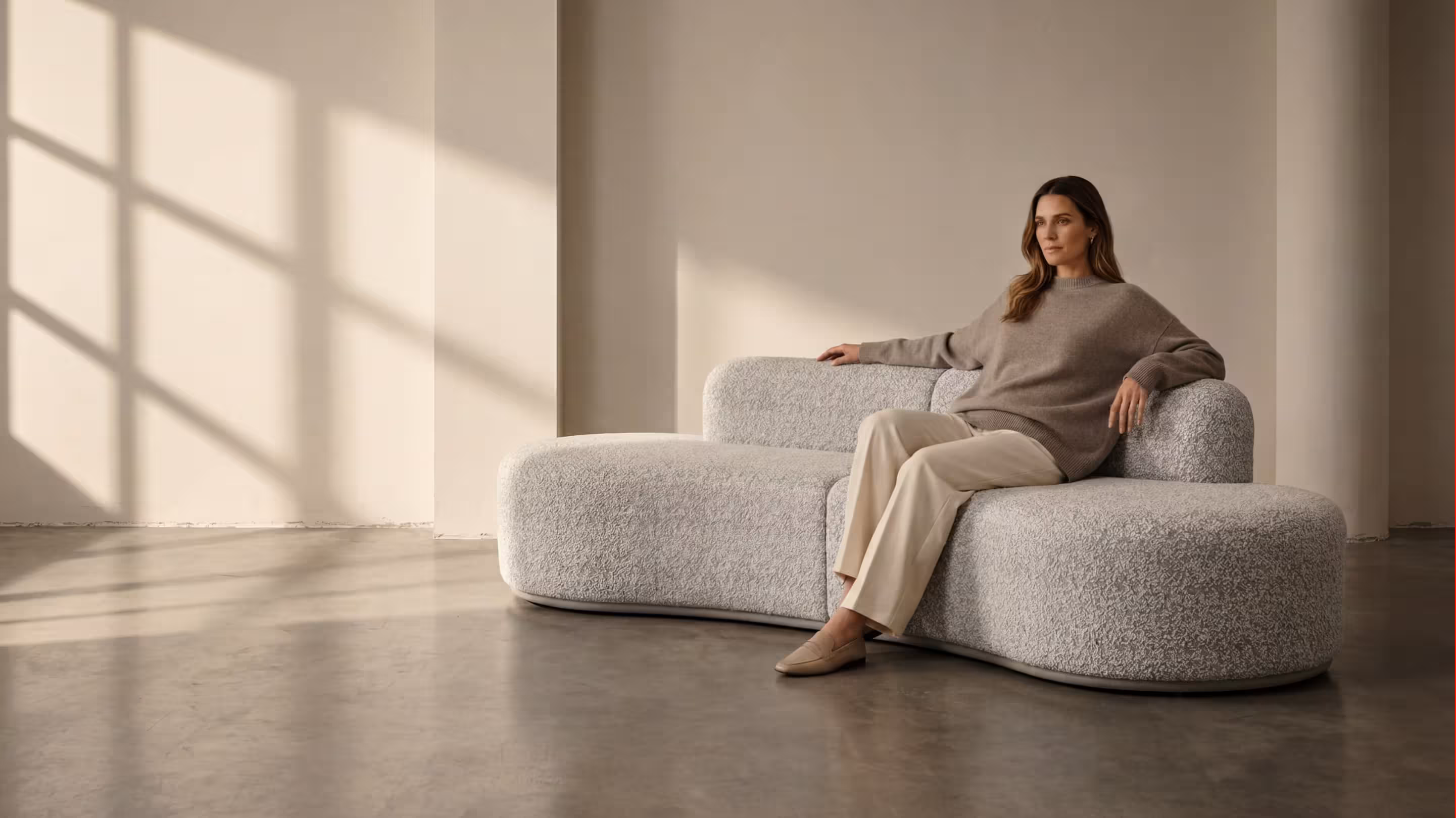 Coco chaise lounge at BLANK The Studio, a premium boucle furniture piece for lifestyle content shoots.