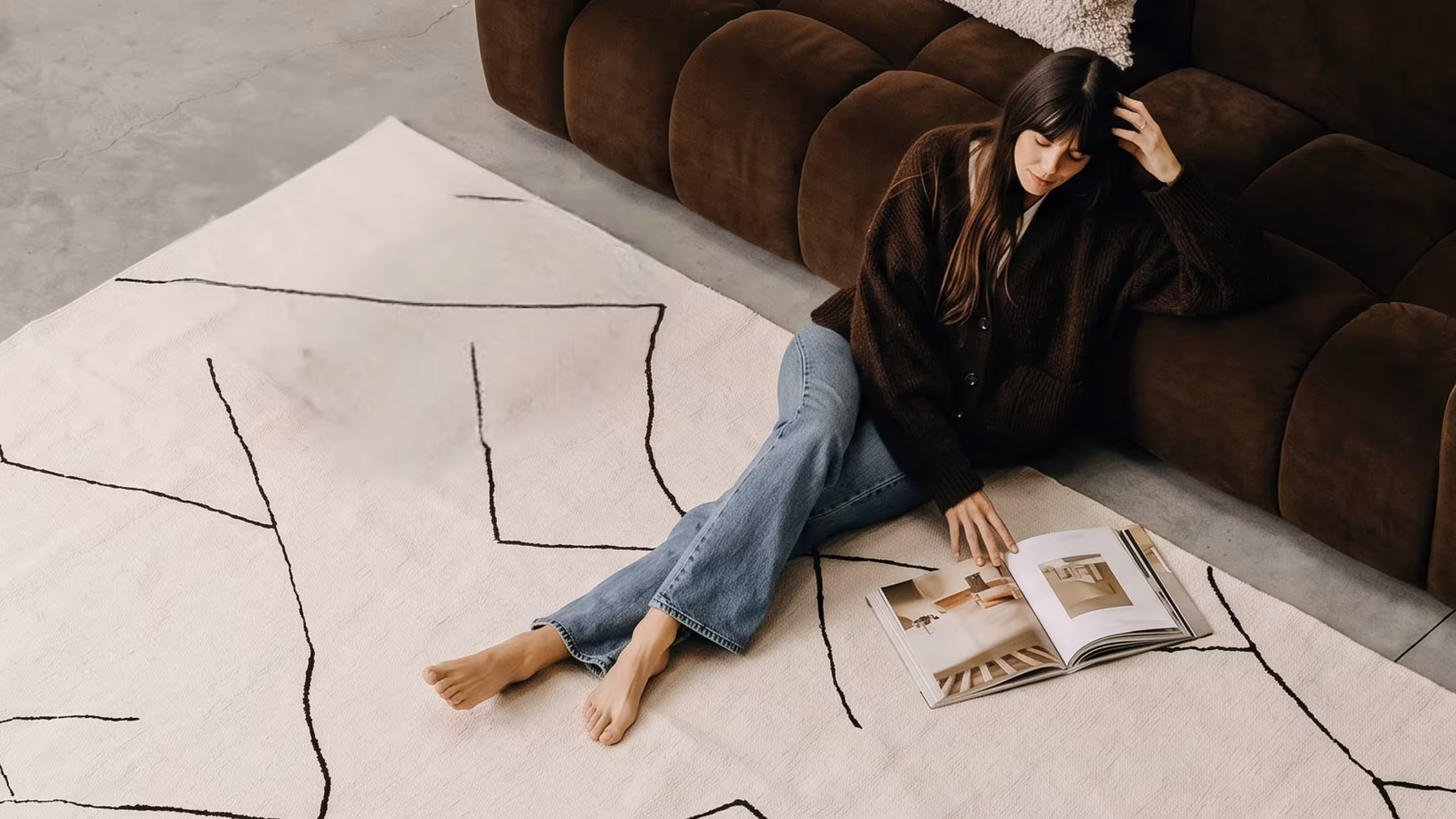 Gigi ivory rectangle rug at BLANK The Studio for soft, textured lifestyle and furniture shoot styling.