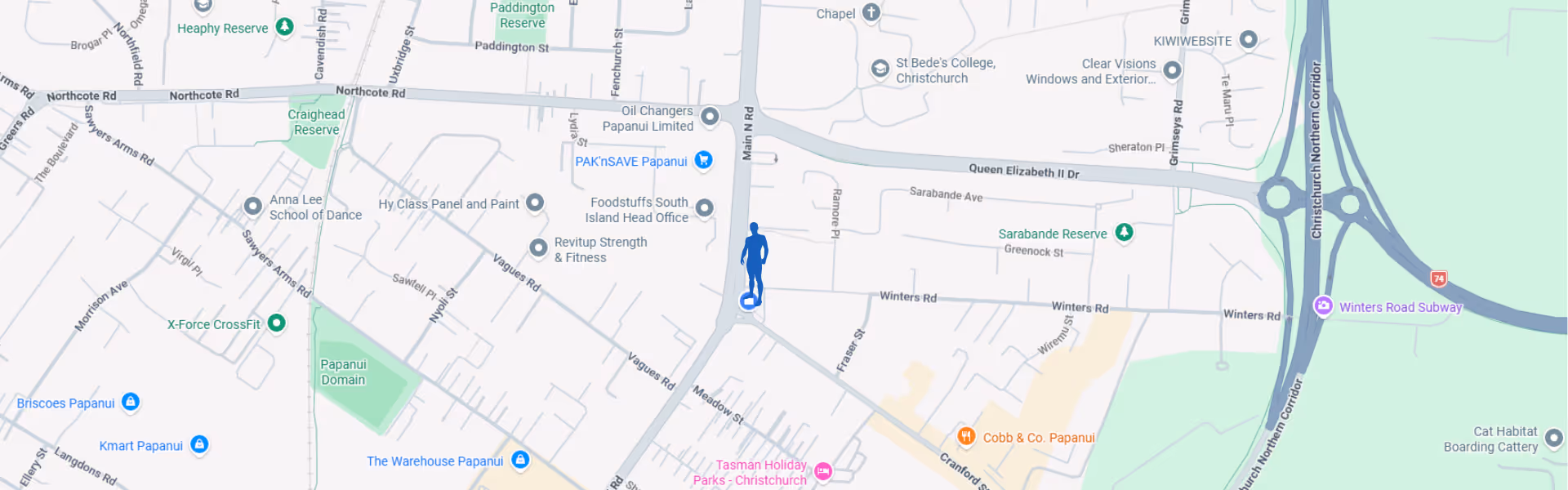 A map showing the location of Vigeo Physio clinic