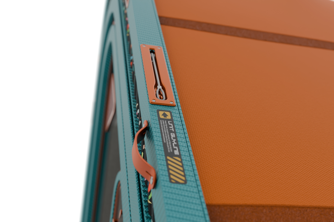 Retractable guyline anchoring detail on Delta Shelter