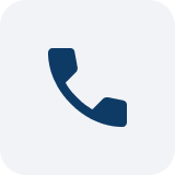 White telephone handset icon on a rounded dark blue square background.